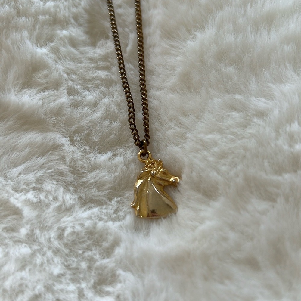 Black Beauty gold horse charm necklace